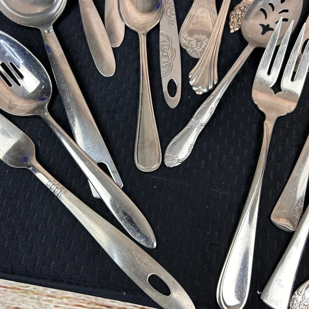 16pc Mixed Vintage Serving‎ Utensils Lot Stainless Ladles Forks Spoons